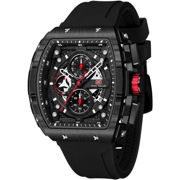 Men's Fashion Sport Wrist Watch Chronograph Quartz Watch Black